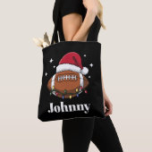 Gepersonaliseerde Kerst Football Winter Sport Team Tote Bag (Dichtbij)