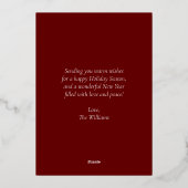 Gepersonaliseerde Kerst Foto Gold Script Folie Feestdagenkaart (Achterkant)