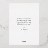 Gepersonaliseerde Kerst Foto Gold Script Folie Feestdagenkaart (Achterkant)