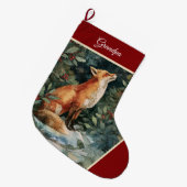 Gepersonaliseerde Kerst Fox Stocking, Feestelijk Grote Kerstsok (Voorkant (Hangend))