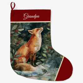Gepersonaliseerde Kerst Fox Stocking, Feestelijk Grote Kerstsok