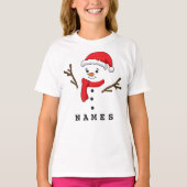 Gepersonaliseerde Kerst Funny Snowman Kind Girl T-shirt (Voorkant)