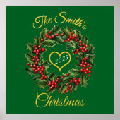 Gepersonaliseerde Kerst Garland Hart Poster (Voorkant)