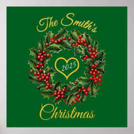 Gepersonaliseerde Kerst Garland Hart Poster
