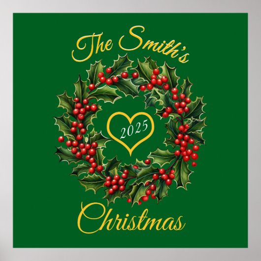 Gepersonaliseerde Kerst Garland Hart Poster (Voorkant)