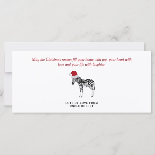 Gepersonaliseerde Kerst Geld Geld Grappig Zebra (Achterkant)