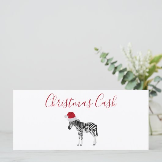 Gepersonaliseerde Kerst Geld Geld Grappig Zebra (Staand voorkant)