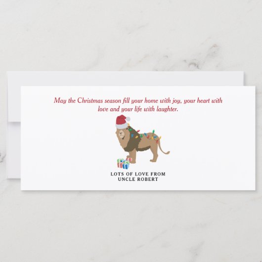 Gepersonaliseerde Kerst Geld Grappige Leeuw (Achterkant)