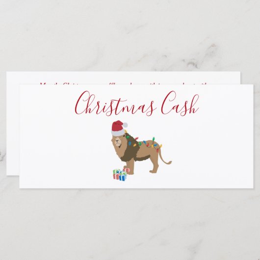 Gepersonaliseerde Kerst Geld Grappige Leeuw (Voorkant / Achterkant)
