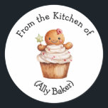 Gepersonaliseerde Kerst Gingerbread Cupcake Favori Ronde Sticker<br><div class="desc">Gebruik deze stickers als onderdeel van uw verpakking voor uw kerstlekkernijen!</div>