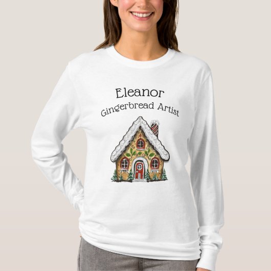 Gepersonaliseerde Kerst Gingerbread House Shirt (Voorkant)