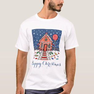 Gepersonaliseerde Kerst Gingerbread House T-Shirt