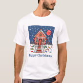 Gepersonaliseerde Kerst Gingerbread House T-Shirt (Voorkant)