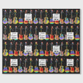 Gepersonaliseerde Kerst Gitaar Zakelijke Logo Cadeaupapier (Vlak)