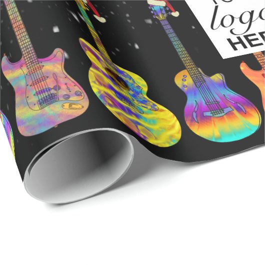 Gepersonaliseerde Kerst Gitaar Zakelijke Logo Cadeaupapier (Rol Hoek)