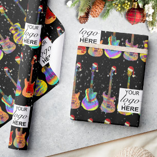 Gepersonaliseerde Kerst Gitaar Zakelijke Logo Cadeaupapier