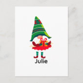 Gepersonaliseerde kerst Gnome met een geschenkdoos Briefkaart (Voorkant)