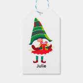 Gepersonaliseerde kerst Gnome met een geschenkdoos Cadeaulabel (Voorkant)