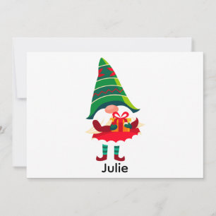Gepersonaliseerde kerst Gnome met een geschenkdoos Feestdagenkaart