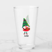 Gepersonaliseerde kerst Gnome met een geschenkdoos Glas (Achterkant)