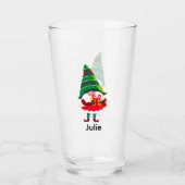 Gepersonaliseerde kerst Gnome met een geschenkdoos Glas (Voorkant)