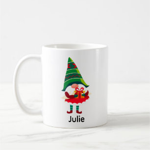 Gepersonaliseerde kerst Gnome met een geschenkdoos Koffiemok