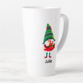Gepersonaliseerde kerst Gnome met een geschenkdoos Latte Mok (Rechterhoek)