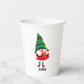 Gepersonaliseerde kerst Gnome met een geschenkdoos Papieren Bekers (Achterkant)