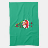 Gepersonaliseerde kerst Gnome met een geschenkdoos Theedoek (Verticaal)