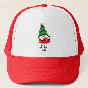 Gepersonaliseerde kerst Gnome met een geschenkdoos Trucker Pet