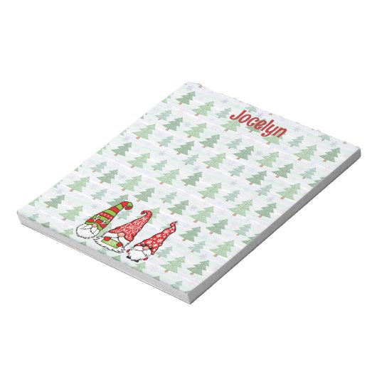 Gepersonaliseerde Kerst Gnome Notitieblok (Linkerzijde)