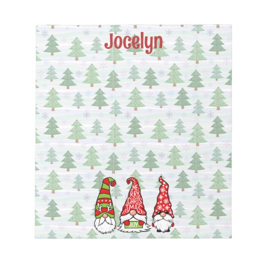 Gepersonaliseerde Kerst Gnome Notitieblok (Voorkant)