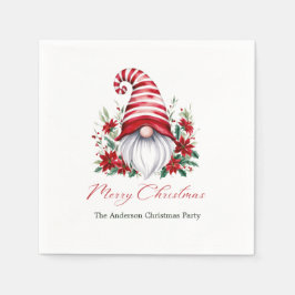 Gepersonaliseerde Kerst Gnoom Poinsettia Vakantie Servet