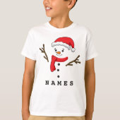 Gepersonaliseerde Kerst Grappig Sneeuwman Kind Boy T-shirt (Voorkant)