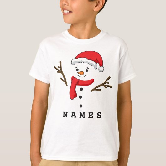 Gepersonaliseerde Kerst Grappig Sneeuwman Kind Boy T-shirt (Voorkant)