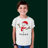 Gepersonaliseerde Kerst Grappig Sneeuwman Kind Boy T-shirt