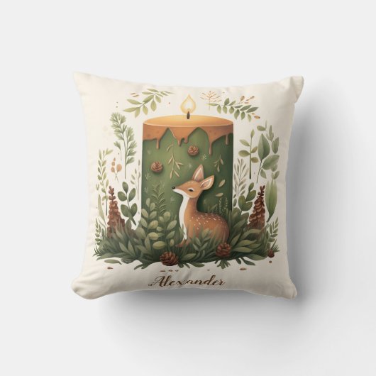 Gepersonaliseerde kerst grillige Baby 1e Kerstmis Kussen (Voorkant)