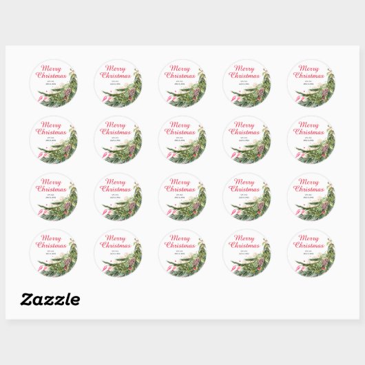 Gepersonaliseerde kerst groen ronde sticker (Vel)