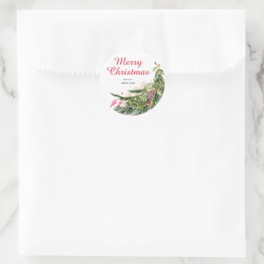 Gepersonaliseerde kerst groen ronde sticker (Tas)