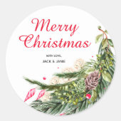 Gepersonaliseerde kerst groen ronde sticker (Voorkant)