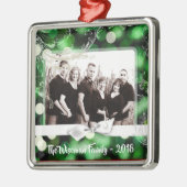 Gepersonaliseerde Kerst Groene Bokeh FOTO Ornament (Links)