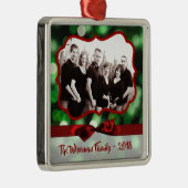 Gepersonaliseerde Kerst Groene Bokeh FOTO Ornament (Rechts)