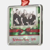Gepersonaliseerde Kerst Groene Bokeh FOTO Ornament (Links)