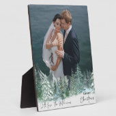 Gepersonaliseerde Kerst Groene Pijnboombos Foto Fotoplaat (Zijkant)