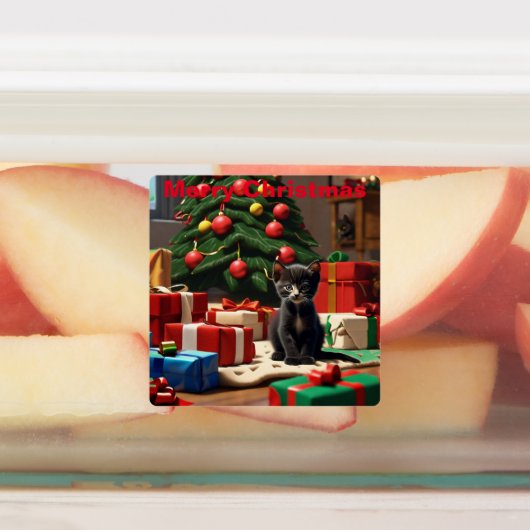 Gepersonaliseerde kerst groet kitten Stickers. Labels (Aangebracht)