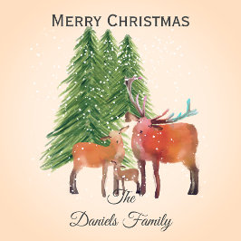 Gepersonaliseerde kerst herten familie cadeaupapier