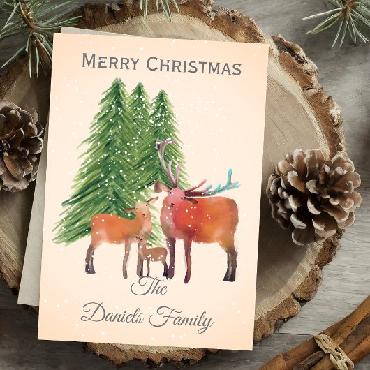 Gepersonaliseerde kerst herten familie kaart