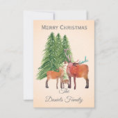 Gepersonaliseerde kerst herten familie kaart (Voorkant)