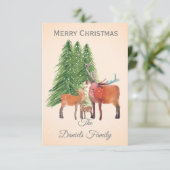 Gepersonaliseerde kerst herten familie kaart (Staand voorkant)