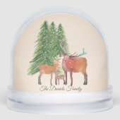 Gepersonaliseerde kerst herten familie sneeuwbol (Voorkant)